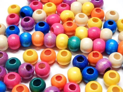 200 Stück Holzperlen 10mm Grossloch, Holz Perlen 4,5 mm großes loch zum auffädeln Holzkugeln Rund Bunte Mix Farben Set zum Basteln 200 Stück Holzperlen 10mm Grossloch, Holz Perlen 4,5 mm großes loch zum auffädeln Holzkugeln Rund Bunte Mix Farben Set zum Basteln von Perlin