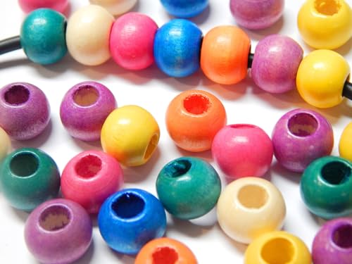 200 Stück Holzperlen 8mm Grossloch, Holz Perlen 4mm großes loch zum auffädeln Holzkugeln Rund Bunte Mix Farben Set zum Basteln Spacer 200 Stück Holzperlen 8mm Grossloch, Holz Perlen 4mm großes loch zum auffädeln Holzkugeln Rund Bunte Mix Farben Set zum Basteln Spacer von Perlin