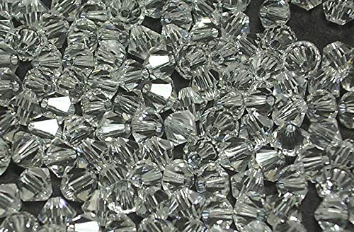 200Stk TSCHECHISCHE Kristall Glas Perlen Glasschliffperlen 4mm Crystal Weiß Bicone Rhomben Facettiert von Perlin