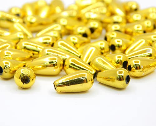 200stk Kunststoffperlen Luxus Metallische Gold Acrylperlen 10x6mm Tropfen Plastik Perlen Lose Perle zum Auffädeln für Deko Basteln Schmuck von Perlin