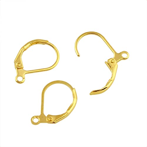 20stk Edelstahl 304 Ohrhaken Ohrstecker Gold Ohrringe Klapp Brisuren Ohrhänger Ohr-Verschluss Klappbügel 16mm von Perlin