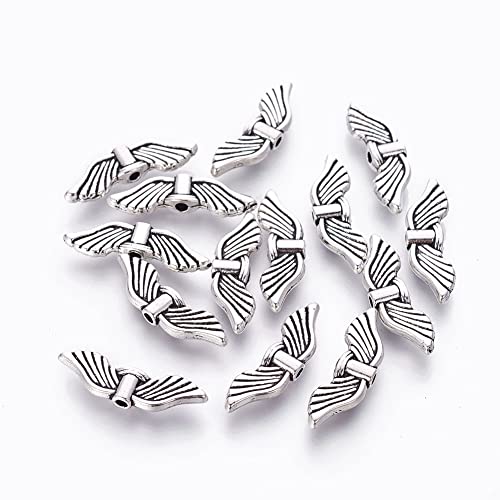 20stk Flügel Engel Metallperlen Engelsflügel Perlen 20mm, Silberfarbe, Metall Spacer DIY für Armbänder, Halskette von Perlin