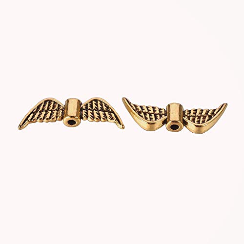 20stk Flügel Engel Metallperlen Engelsflügel Perlen 21mm, Goldfarbe, Metall Spacer DIY für Armbänder, Halskette von Perlin