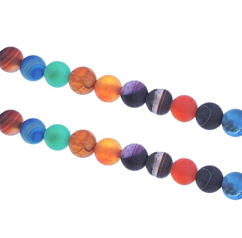 25 Natürliche Streifen Achat Edelstein Perlen Matt Set Kugel Bunt Set 6mm Edelsteine Mix Farben G73 von Perlin