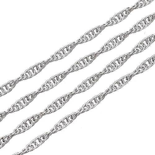 3 Meter Gliederkette Link Kette Metallkette, Rund Ring Kette, 2mm, Schmuckkette Meterware zur Schmuckherstellung von Halsketten Armband DIY Basteln (Altsilber) von Perlin