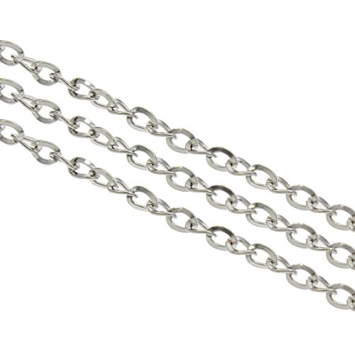 3 meter Gliederkette Link Kette Metallkette Oval Panzerkette 3 x 4 mm Altsilber Schmuckkette Meterware zur Schmuckherstellung von Halsketten Armband DIY Basteln K21 von Perlin