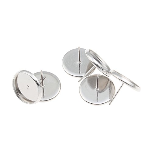 30 Ohrstecker Fassung für 12mm Cabochons 14 x 12 mm Versilbert Rund M490 30 Ohrstecker Fassung für 12mm Cabochons 14 x 12 mm Versilbert Rund M490 von Perlin
