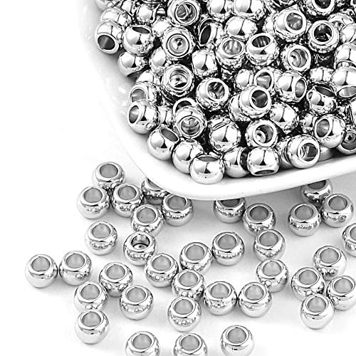300 Stück, Kunststoffperlen Luxus CCB Acryl Perlen, 7x5mm Poliert Silber farbe, 4mm großes Loch, Spacer Zwischenperlen von Perlin