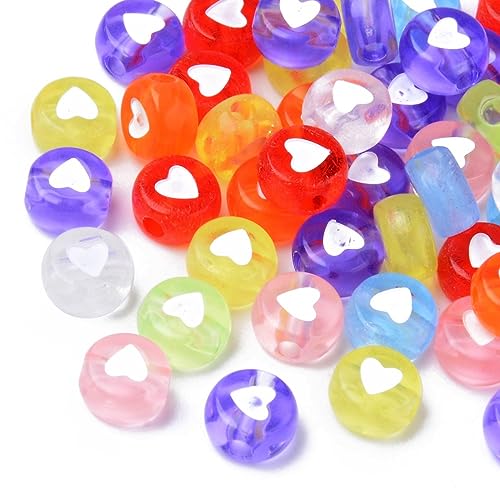 Perlin 300 Stück Emoji Fädelperlen Herz-Perlen, Zwischenperlen, 7mm Bunte Acryl Perlen zum Auffädeln Bastelperlen für Armband, Choker, Schmuck oder andere Handwerk Perlin 300 Stück Emoji Fädelperlen Herz-Perlen, Zwischenperlen, 7mm Bunte Acryl Perlen zum Auffädeln Bastelperlen für Armband, Choker, Schmuck oder andere Handwerk von Perlin