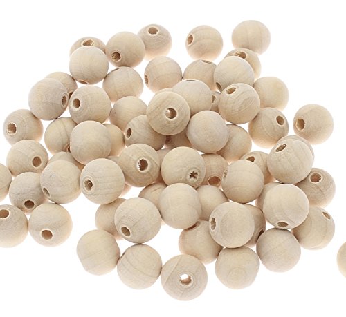 300stk Holzperlen 10mm Natur Holzkugeln Zwischenperlen Farblos Unbehandeltem Rund Holz Perlen zum Fädeln Schmuckherstellung Natural Wooden Beads H121 von Perlin