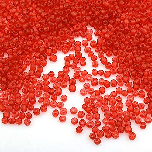 Perlin Rocailles Glasperlen Indianerperlen Saatperlen Pony Perlen 3mm Frosted Farbe Set 6 Farben, 8/0 Matt Mini Rund Seed Beads 3300 Stk (Rot) von Perlin
