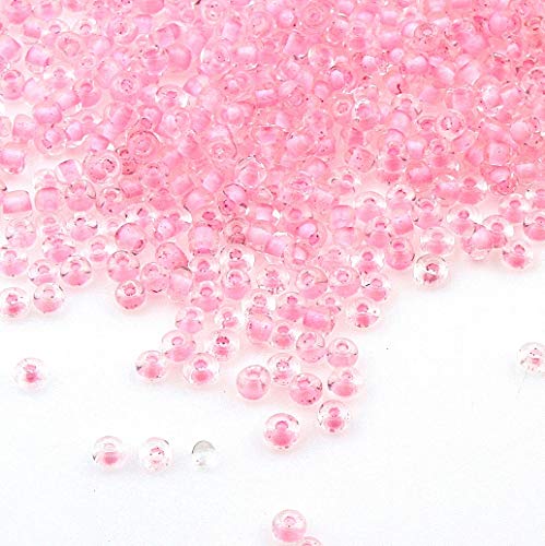 3300 Stück Glas Rocailles Perlen 3mm Innen Farbe Set, 8 Farben, 8/0, Pony Perlen, Mini Rund Perlen, Inside color Seed Beads (Rosa) von Perlin