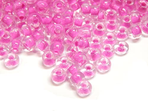 3300 Stück Glas Rocailles Perlen 3mm Innen Farbe Set, 8 Farben, 8/0, Pony Perlen, Mini Rund Perlen, Inside color Seed Beads (Pink) von Perlin