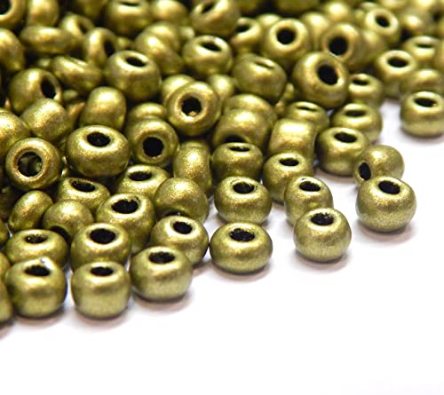 3300 Stück Glas Rocailles Perlen 3mm Metallic Farbe Set, 8/0, Pony Perlen, Klar Mini Rund Perlen, Metalic Seed Beads, (Matt Grün) von Perlin