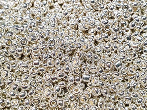 3300 Stück Glas Rocailles Perlen 3mm Metallic Farbe Set, 8/0, Pony Perlen, Klar Mini Rund Perlen, Metalic Seed Beads (Silber Poliert) von Perlin