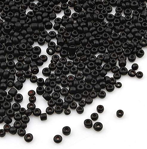3300 Stück Glas Rocailles Perlen 3mm Opak, Matt, 8/0, Pony Perlen, Opak gelüstert, Opaque Seed Beads (Schwarz Matt) von Perlin