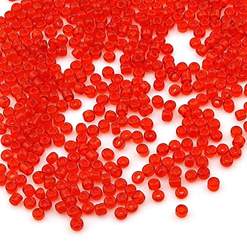 3300 Stück Glas Rocailles Perlen 3mm Transparent, 14 Farben, 8/0, Pony Perlen, Klar Mini Rund Perlen, Seed Beads (Rot) von Perlin