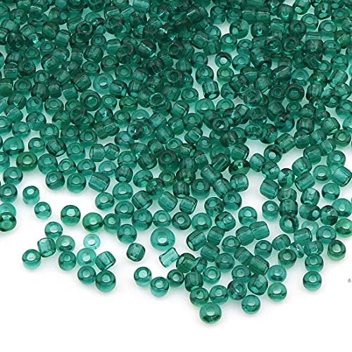 3300 Stück Glas Rocailles Perlen 3mm Transparent, 14 Farben, 8/0, Pony Perlen, Klar Mini Rund Perlen, Seed Beads (Zirkon Grün) von Perlin
