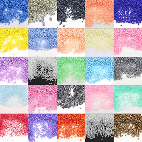 34000 Rocailles 2mm Perlen Set Glas 25 Farben Silbereinzug Iris Luster Rainbow 11/0 500g AM10 34000 Rocailles 2mm Perlen Set Glas 25 Farben Silbereinzug Iris Luster Rainbow 11/0 500g AM10 von Perlin