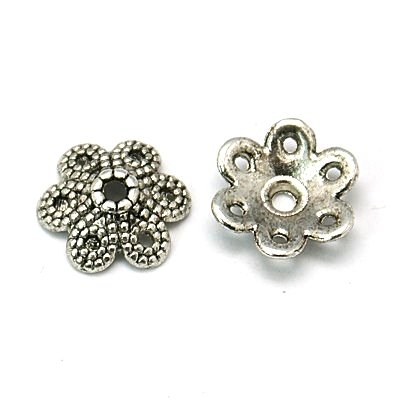 40 Perlenkappen 10mm Tibet Antik Silber Blumen Perlkappen Spacer Schmuck M522 von Perlin