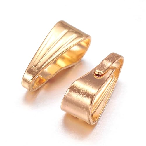 40 Stück Anhängerschlaufe Ösen Anhänger Kettenverschluss Clip Collierschlaufen Kettenanhänger Messing Verbinder Anhängeröse 8mm Snap on Bails (Gold) von Perlin