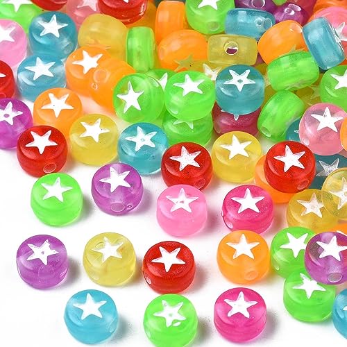 Perlin 400 Stück Emoji Fädelperlen Stern-Perlen, Zwischenperlen, 7mm Bunte Runde Acryl Perlen zum Auffädeln Bastelperlen für Armband, Choker, Schmuck oder andere Handwerk Perlin 400 Stück Emoji Fädelperlen Stern-Perlen, Zwischenperlen, 7mm Bunte Runde Acryl Perlen zum Auffädeln Bastelperlen für Armband, Choker, Schmuck oder andere Handwerk von Perlin