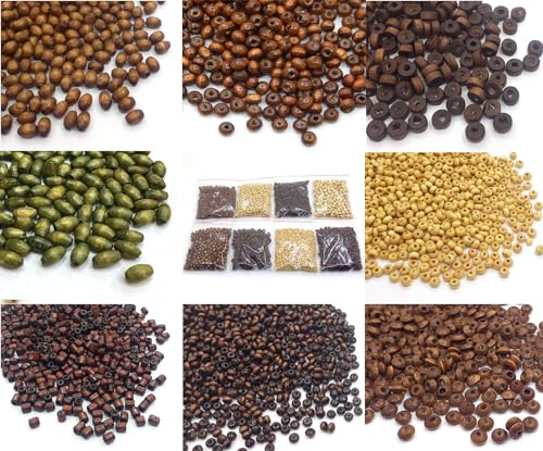 4000 Stück Holzperlen Set mit Loch 8 Motive Oval Rund Rondell Röhrchen Holz Perlen zum fädeln für DIY Schmuck Herstellung Armband Wooden Beads 4000 Stück Holzperlen Set mit Loch 8 Motive Oval Rund Rondell Röhrchen Holz Perlen zum fädeln für DIY Schmuck Herstellung Armband Wooden Beads von Perlin
