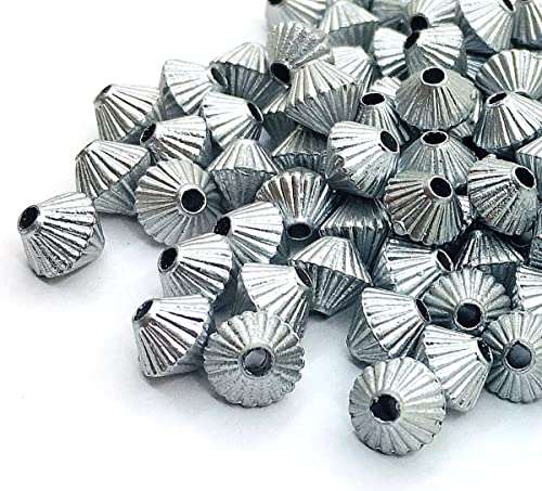400stk Kunststoffperlen Luxus Matt Metallische Silber Acrylperlen 6mm Doppelkegel Bicone Perlen Lose Perle zum Auffädeln für Deko Basteln Schmuck 400stk Kunststoffperlen Luxus Matt Metallische Silber Acrylperlen 6mm Doppelkegel Bicone Perlen Lose Perle zum Auffädeln für Deko Basteln Schmuck von Perlin