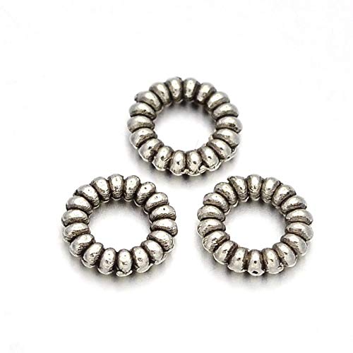40Stk, Metallperlen 6mm Spacer perlen, 3mm Loch, Tibet Silber farbe, Ring Rondell Zwischenteile, Schmuckteile von Perlin