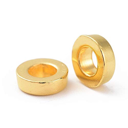 40Stk, Metallperlen 6mm Spacer perlen, Ring Rondell Zwischenteile, Schmuckteile (Gold) von Perlin