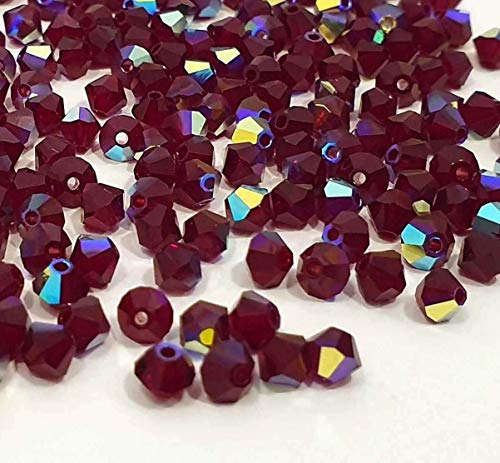 40X Preciosa Böhmische Kristallperlen 4mm Doppelkegel Tschechische Perlen Glasschliffperlen Glasperlen Druckperlen (Garnet AB) von Perlin