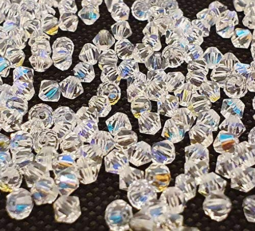 40X Preciosa Böhmische Kristallperlen 4mm Doppelkegel Tschechische Perlen Glasschliffperlen Glasperlen Druckperlen (Crystal AB) von Perlin