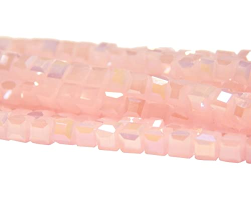 40stk Böhmische Kristallperlen 4mm, Tschechische Perlen Glasschliffperlen Glasperlen, Würfel, CZ Beads (Rosa) von Perlin