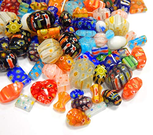 40stk Millefiori Perlen Perlenmischung Bunte Set Glasperlen Mix Form Perle zum Auffädeln Kinder Schmuckperlen R194 von Perlin