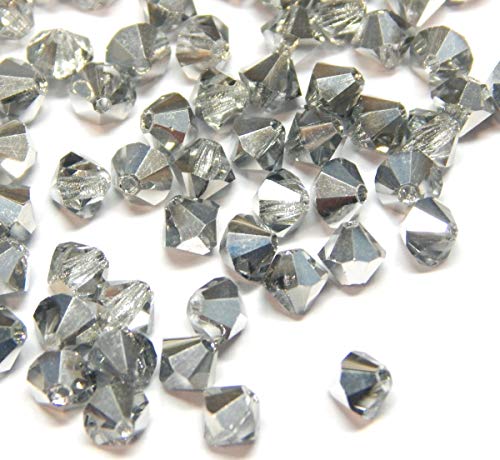 40stk Preciosa Böhmische Kristallperlen 4mm Doppelkegel Tschechische Perlen Glasschliffperlen Glasperlen, Bicone Beads, Farbauswahl (Crystal Labrador) von Perlin