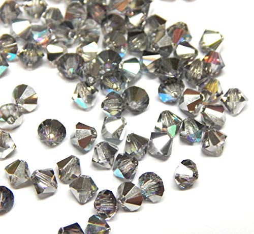 40stk Preciosa Böhmische Kristallperlen 4mm Doppelkegel Tschechische Perlen Glasschliffperlen Glasperlen, Bicone Beads (Vitrail Medium AB) von Perlin