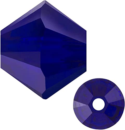 40stk Preciosa Böhmische Kristallperlen 4mm Doppelkegel Tschechische Perlen Glasschliffperlen Glasperlen, Bicone Beads (Cobalt Blau) von Perlin