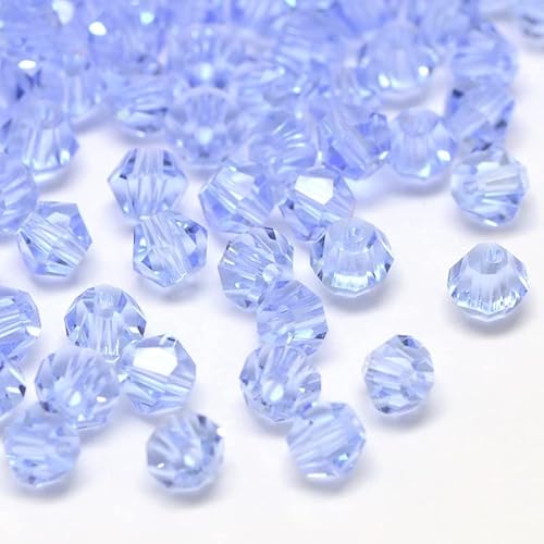 40stk Preciosa Böhmische Kristallperlen 4mm Doppelkegel Tschechische Perlen Glasschliffperlen Glasperlen, Bicone Beads (Hell Blau) von Perlin