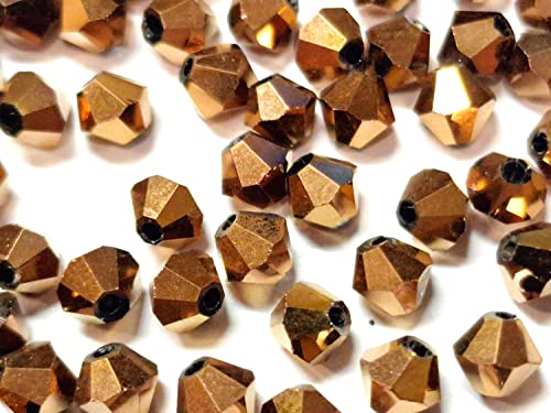 40stk Preciosa Böhmische Kristallperlen 4mm Doppelkegel Tschechische Perlen Glasschliffperlen Glasperlen, Bicone Beads (Metallic Bronze) von Perlin