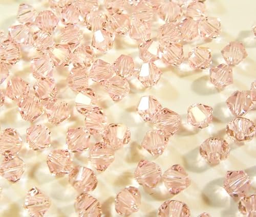 40stk Preciosa Böhmische Kristallperlen 4mm Doppelkegel Tschechische Perlen Glasschliffperlen Glasperlen, Bicone Beads (Rosa) von Perlin
