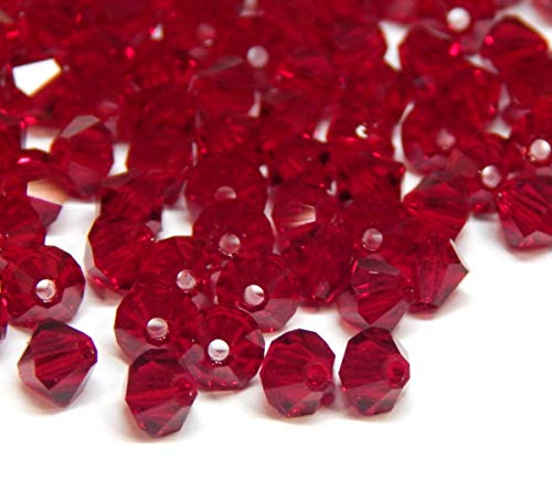 40stk Preciosa Böhmische Kristallperlen 4mm Doppelkegel Tschechische Perlen Glasschliffperlen Glasperlen, Bicone Beads (Ruby) von Perlin
