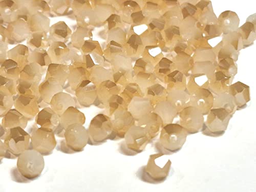 Perlin Preciosa Böhmische Kristallperlen 4mm Doppelkegel Tschechische Perlen Glasschliffperlen Glasperlen, Bicone Beads 40 Stk (Weiß Alabaster Copper AB) von Perlin