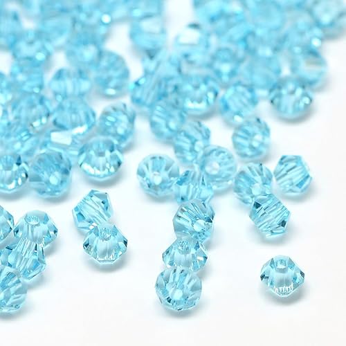 40stk Preciosa Glasperlen, Böhmische Kristallperlen 4mm Doppelkegel Tschechische Perlen Glasschliffperlen (Aquamarine) von Perlin