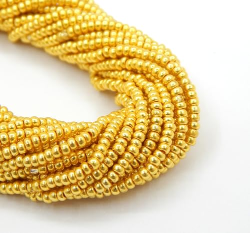 4500 Stück Rocailles Perlen 2mm Preciosa Ornela Tschechische 11/0 Glasperlen auf mehreren Strängen (Gold Luster Silbereinzug) von Perlin