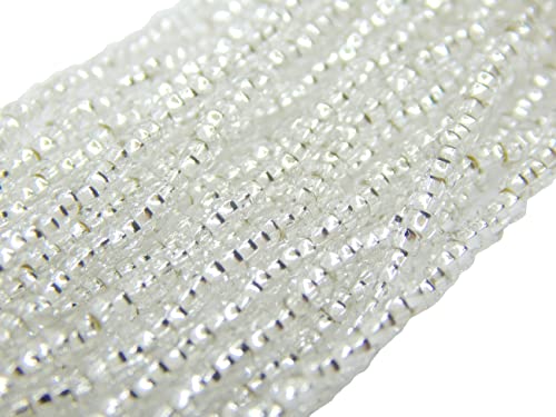 4500 Stück Rocailles Perlen 2mm Preciosa Ornela Tschechische 11/0 Glasperlen auf mehreren Strängen (Weiss Silbereinzug) von Perlin