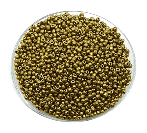 450g, Rocailles Perlen 4mm, 6/0, Glasperlen, Roccailles, 5000 Stück, Seed Beads (Bronze Metallic) von Perlin