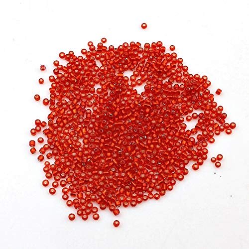 450g, Rocailles Perlen 4mm, 6/0, Glasperlen, Roccailles, 5000 Stück, Seed Beads (Rot Silbereinzug) von Perlin