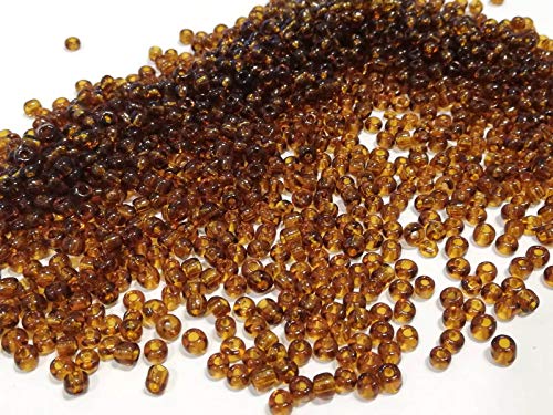 450g, Rocailles Perlen 4mm, 6/0, Glasperlen, Roccailles, 5000 Stück, Seed Beads (Dunkel Braun Transparent) von Perlin