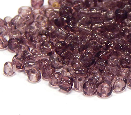 450g, Rocailles Perlen 4mm, 6/0, Glasperlen, Roccailles, 5000 Stück, Seed Beads (Lila Transparent) von Perlin