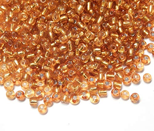450g, Rocailles Perlen 4mm, 6/0, Glasperlen, Roccailles, 5000 Stück (Gold Silbereinzug) von Perlin